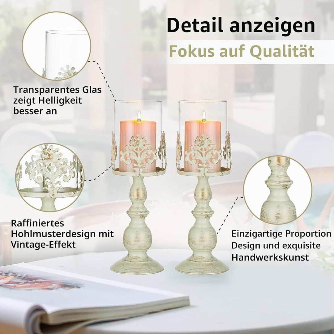 NUPTIO 2 Stücke Vintag Design Geschnitzter Kerzenständer, Hochzeit Party Weihnachten Tischdekoration