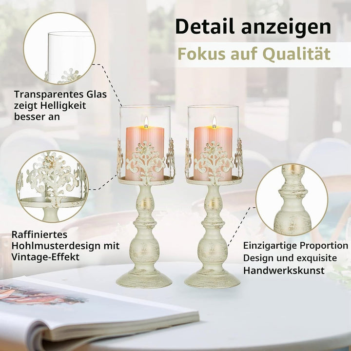 NUPTIO 2 Stücke Vintag Design Geschnitzter Kerzenständer, Hochzeit Party Weihnachten Tischdekoration