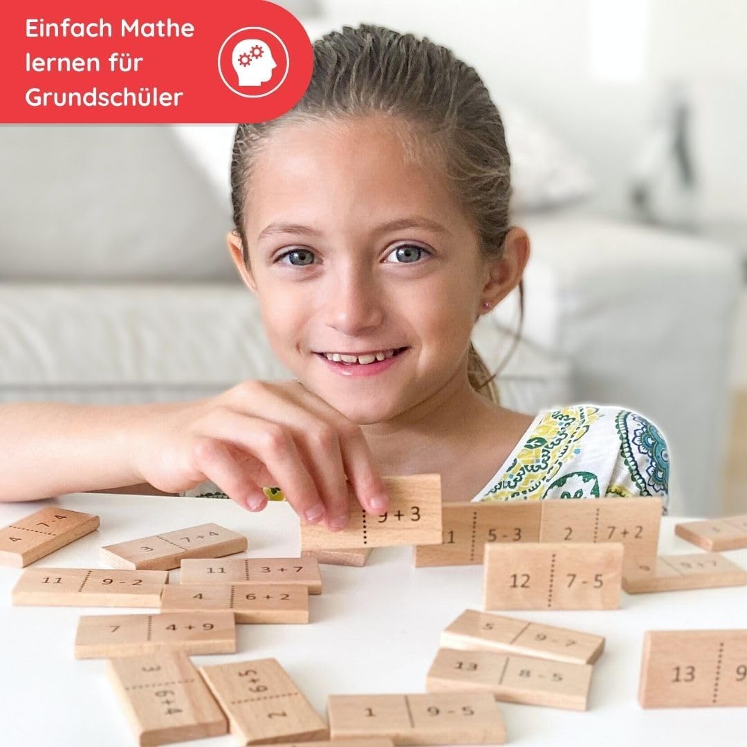 SCHMETTERLINE® Mathe-Domino Rechnen Lernen mit Spass - Lustiges Rechen-Spiel ab 5 Jahre für 1. Klass