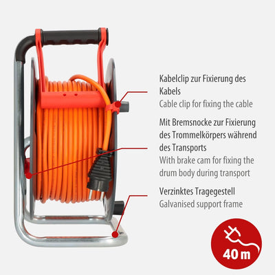 Brennenstuhl Garant V2 IP44 Kabeltrommel 40m outdoor (Made in Germany, Kabel in Signalfarbe orange,