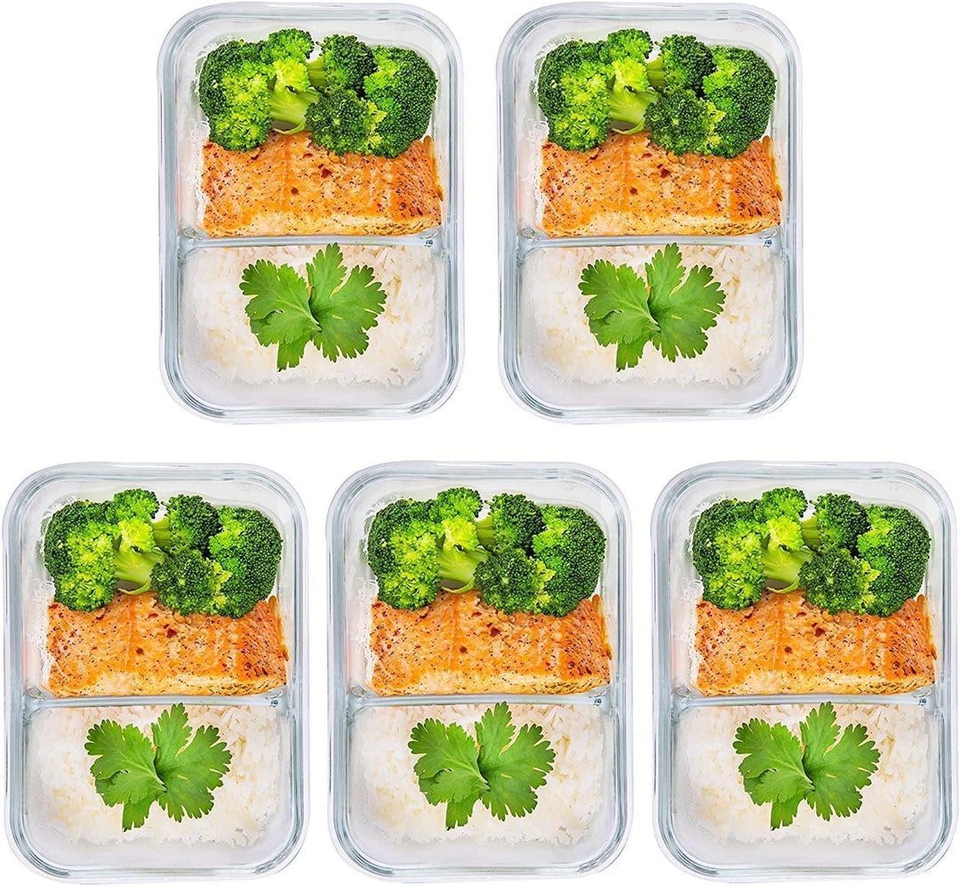 [5er Pack] Frischhaltedosen Glas mit Deckel - Meal Prep Boxen Glas - Glasbehälter Set - Spülmaschine