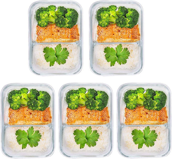 [5er Pack] Frischhaltedosen Glas mit Deckel - Meal Prep Boxen Glas - Glasbehälter Set - Spülmaschine