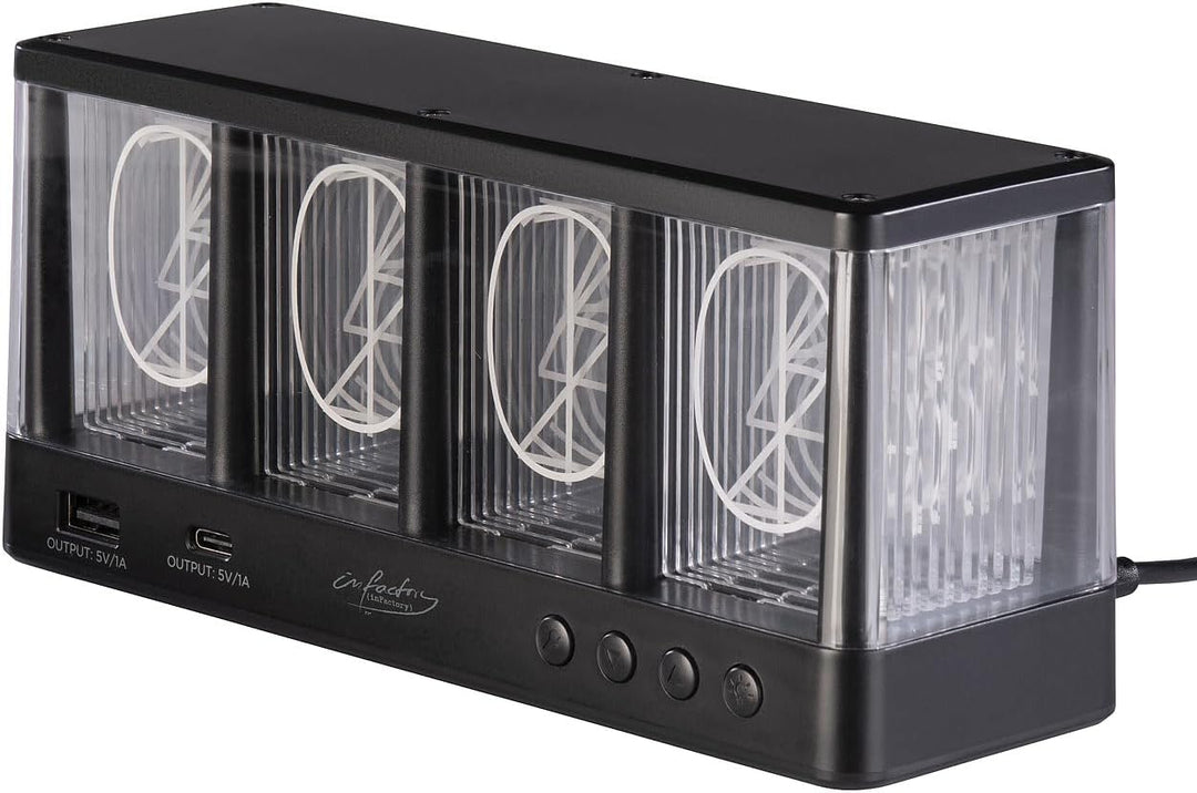 infactory Uhr: Tischuhr in Röhren-Optik, RGB-LEDs, USB-A/C-Anschluss, USB-betrieben (Tischuhr in Röh
