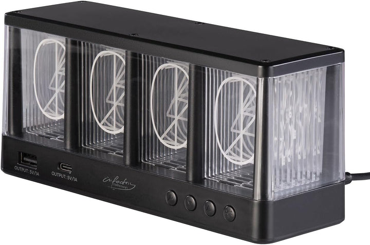 infactory Uhr: Tischuhr in Röhren-Optik, RGB-LEDs, USB-A/C-Anschluss, USB-betrieben (Tischuhr in Röh