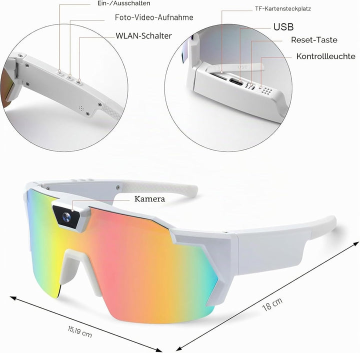CXYP 4K POV-Sportbrille mit Kamera, 120° Ultra-Weitwinkel-HD, tragbare Körper-Abenteuer-Action-Brill