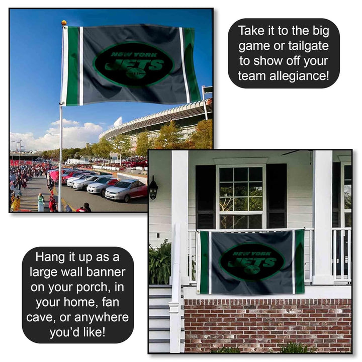 New York Jets Blackout Sideline Flagge für drinnen und draussen, 90 x 150 cm