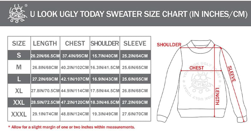 U LOOK UGLY TODAY Hässlicher Weihnachtspullover Damen Unisex lustig Chunky Fair Isle Gestrickter Fes