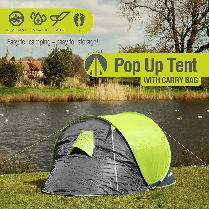 PMS VFM – Pop-Up-Zelt 2 Personen, Camping, einfach aufzubauen – Netztür zur Belüftung, wasserdicht,