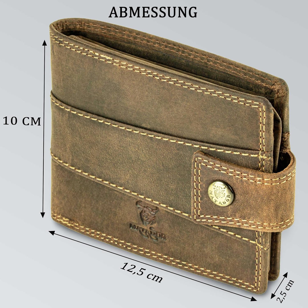 MATADOR Herren Geldbeutel Leder #Danzig mit edler Geschenk Box, Elegante Geldtasche RFID Schutz, Lux