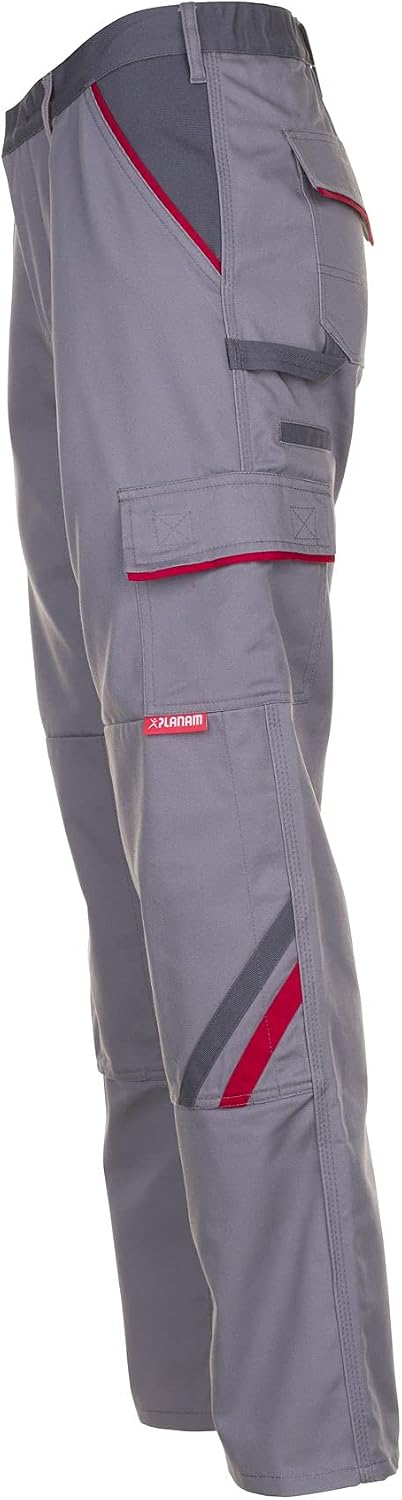 Planam Highline Herren Bundhose Zink Schiefer rot Modell 2321, Grösse 25 Zink/Schiefer/Rot 25, Zink/