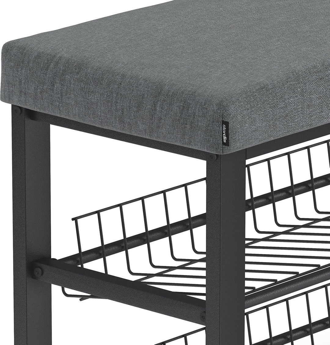 stardis stabiles Schuhregal mit Sitzbank platzsparende Schuhbank 2 Gitterablagen 81x50x32 cm, formsc