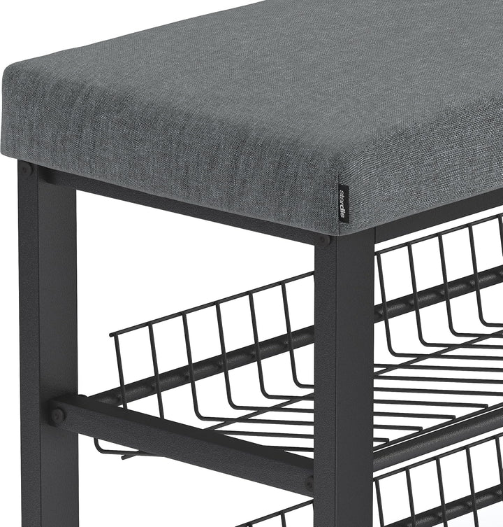 stardis stabiles Schuhregal mit Sitzbank platzsparende Schuhbank 2 Gitterablagen 81x50x32 cm, formsc
