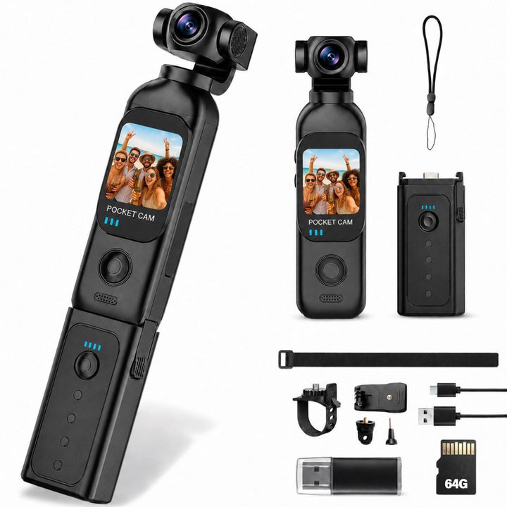 Vlogging-Kamera mit 270° drehbarem Objektiv, Taschenkamera mit Audio- und Videoaufnahme, 14-Stunden-