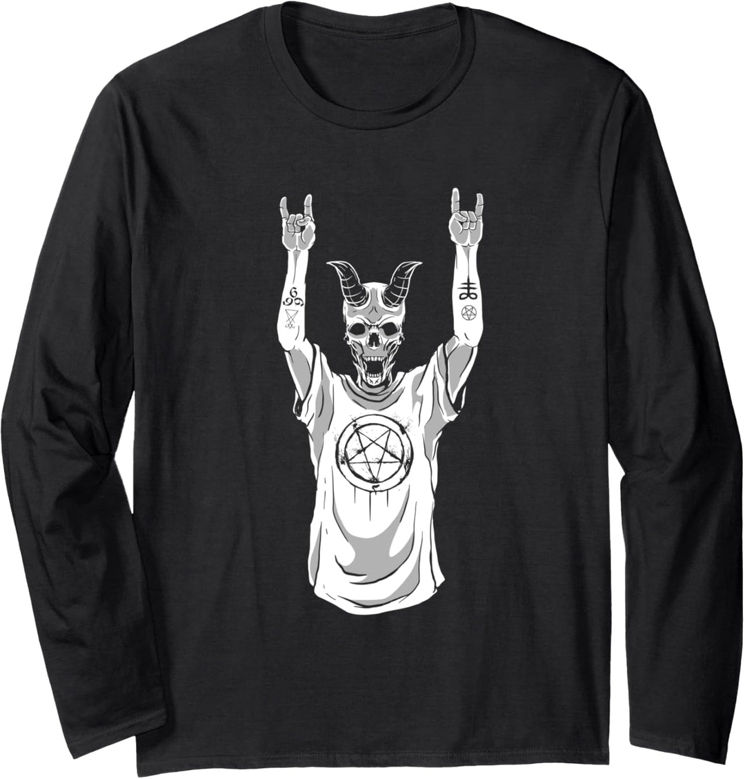 Heavy Metal Satan Okkultes Hemd Heidnische Goth Geschenke Langarmshirt