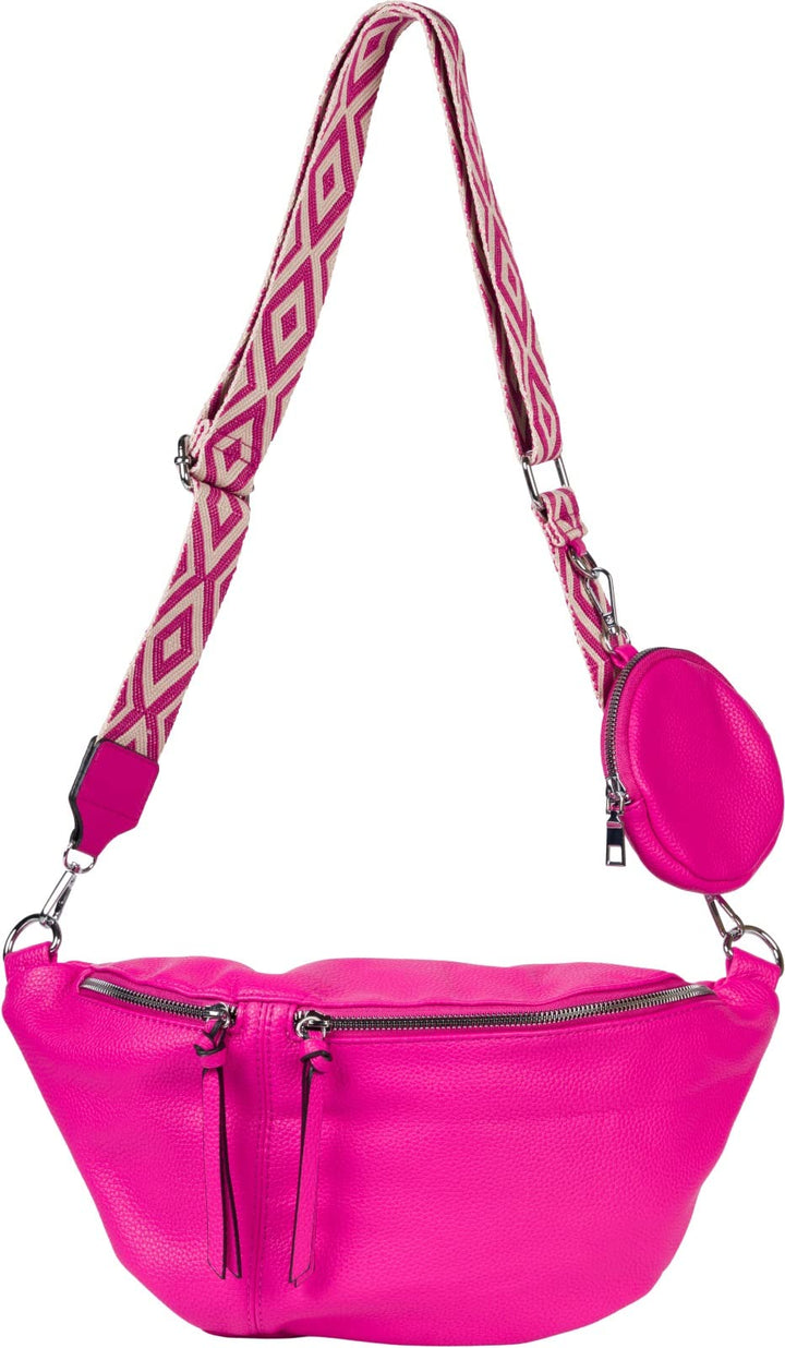 styleBREAKER Damen Halbmond Crossbody Schultertaschen Set 3-Teilig, Schultergurt mit Muster, Schlüss
