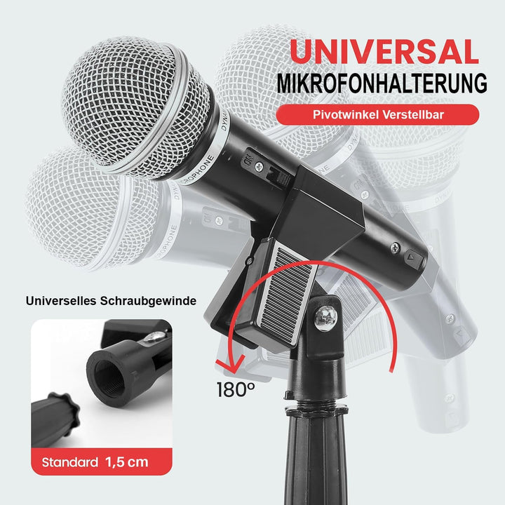 Pyle Mikrofonständer 2er-Set – Höhenverstellbare Mikrofonstative 85–152 cm mit runder Metallbasis –