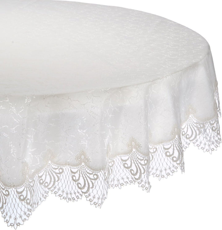Plauener Spitze by Modespitze 3086E_14_130 Tischdecke Nizza E, Grösse 130 cm, rund 130 cm rund, 130