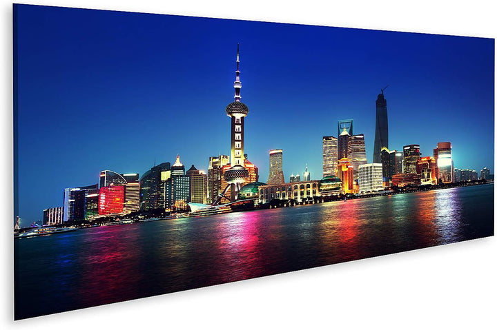 islandburner Bild auf Leinwand Shanghai Neonlichter Nacht China Bilder Wandbilder Poster Leinwand 12