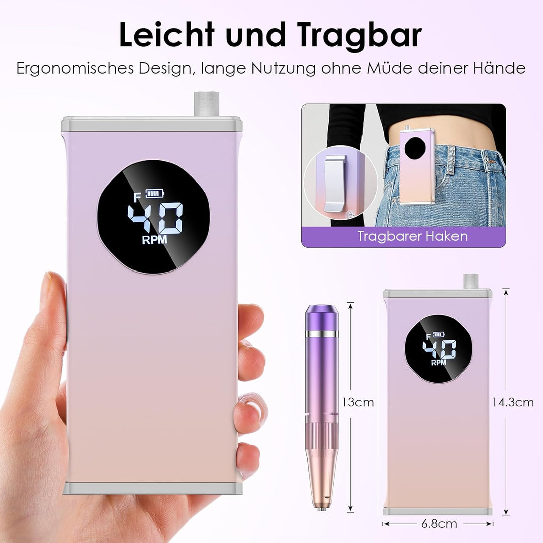 HOMEASY Nagelfräser Elektrisch Profi Maniküre Pediküre Set 16 IN 1 Nagelfeile 40000 U/Min Tragbar Fr