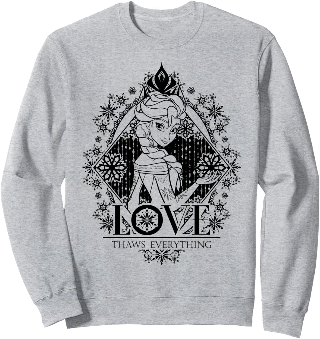 Disney Frozen Elsa Love Thaws Everything Snowflakes Portrait Sweatshirt