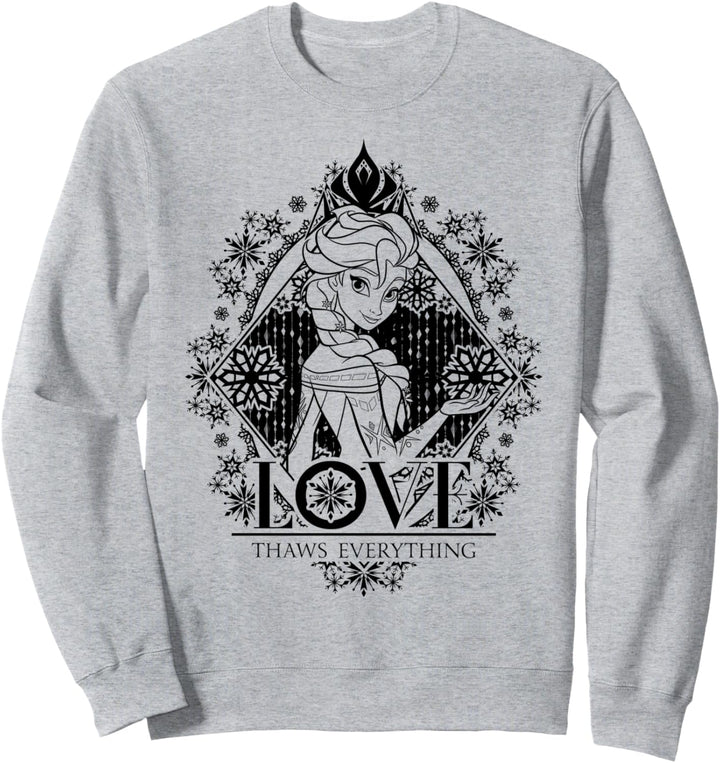Disney Frozen Elsa Love Thaws Everything Snowflakes Portrait Sweatshirt