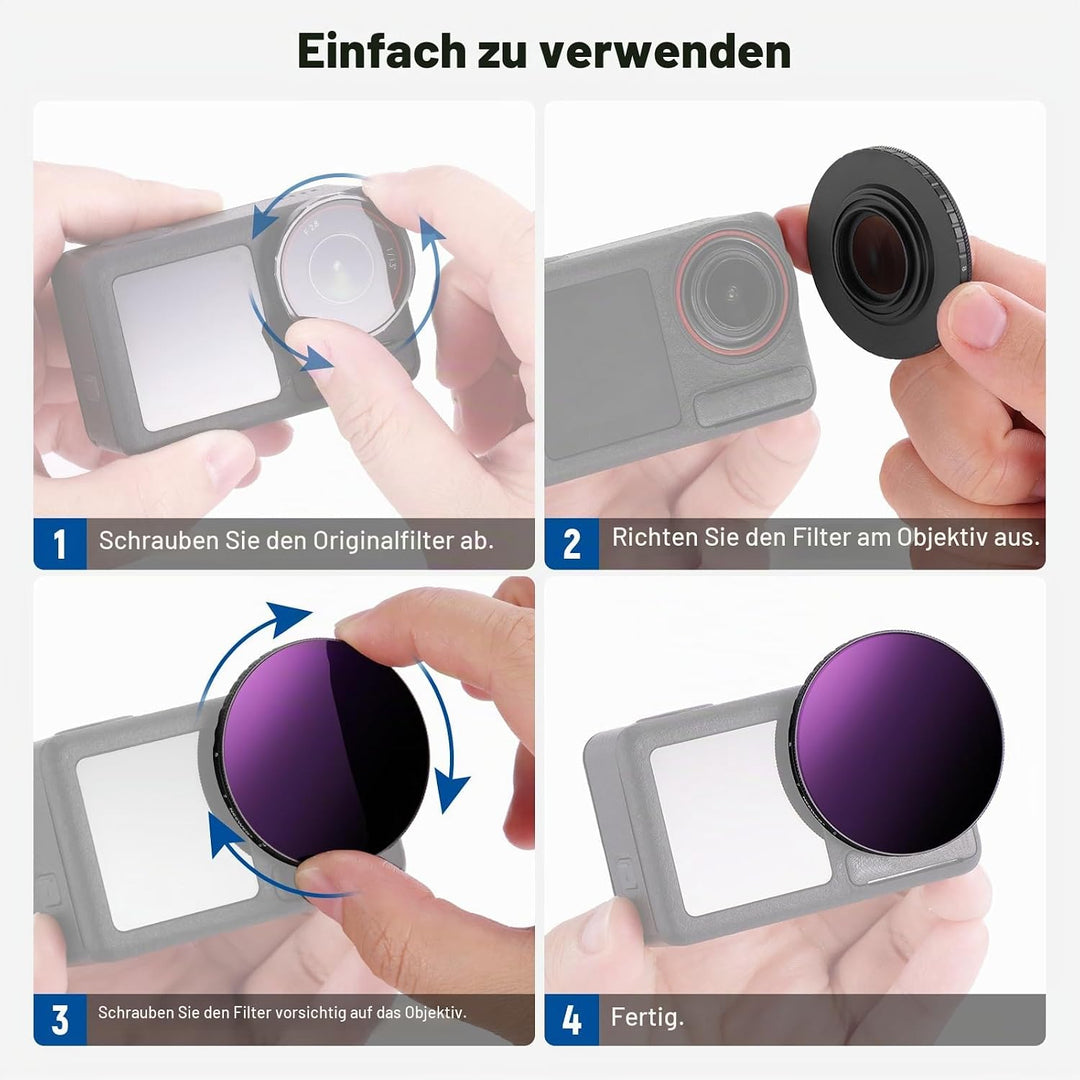 NEEWER Variabler ND Filter, kompatibel mit DJI Osmo Action 5 Pro und Action 4, ND64-256 (6-8 Stops),
