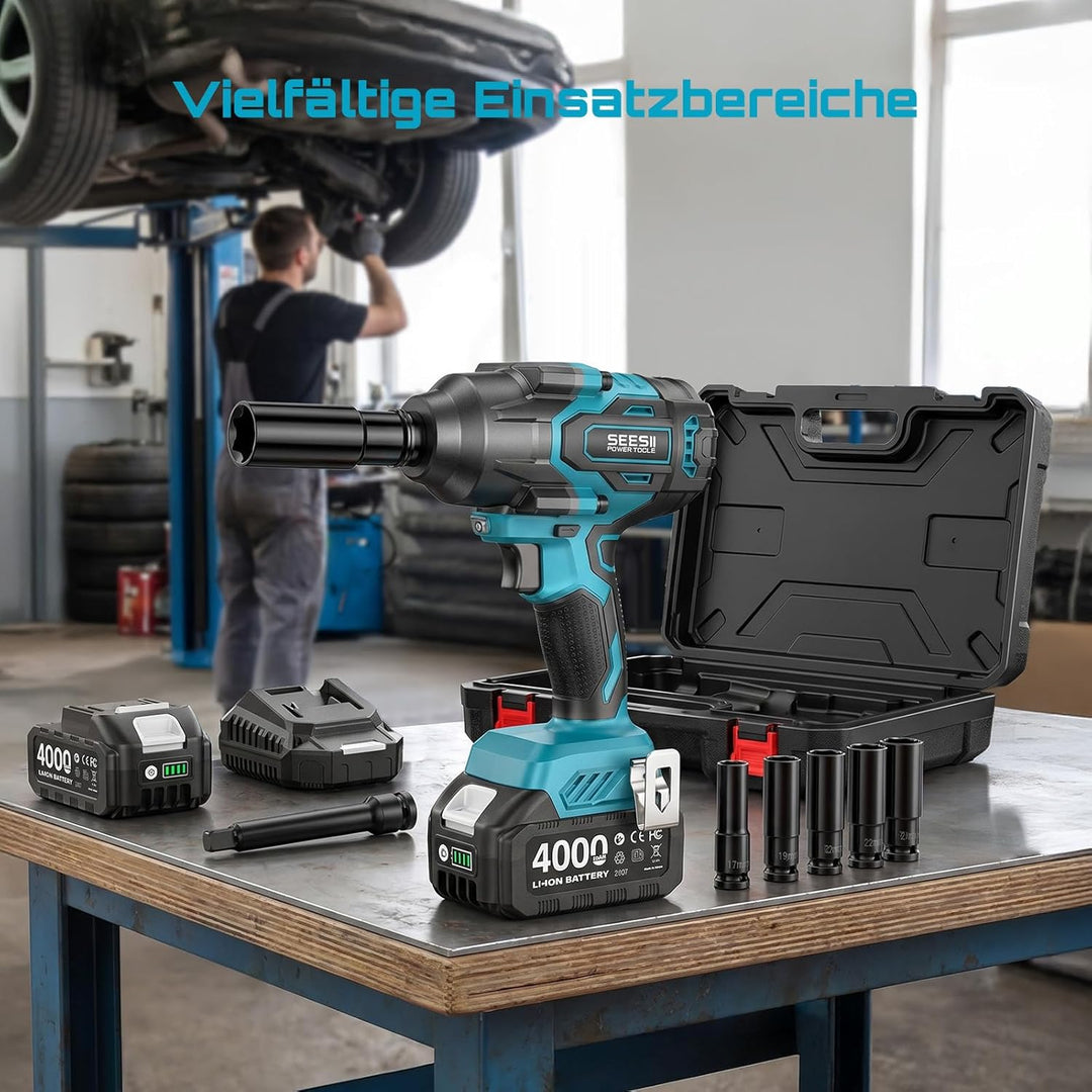 SEESII Schlagschrauber 1000N.m(740Ft-lbs) 2400RPM 1/2 Akku Schlagschrauber Hohes Drehmoment Schlagsc