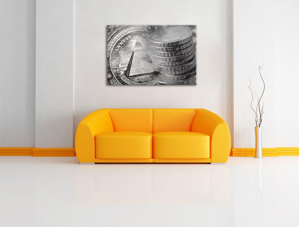 Pixxprint Illuminati Pyramide als Leinwandbild/Grösse: 100x70 cm/Wandbild/Kunstdruck/fertig bespannt