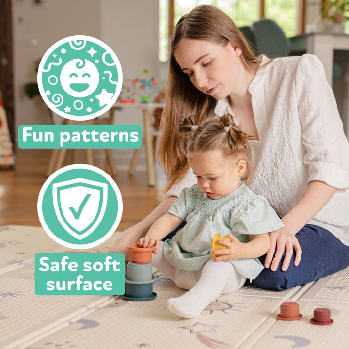 Nuby – Gepolsterte, Faltbare und wendbare Spielmatte für Babys – Leichte und weiche Bodenmatte zum S
