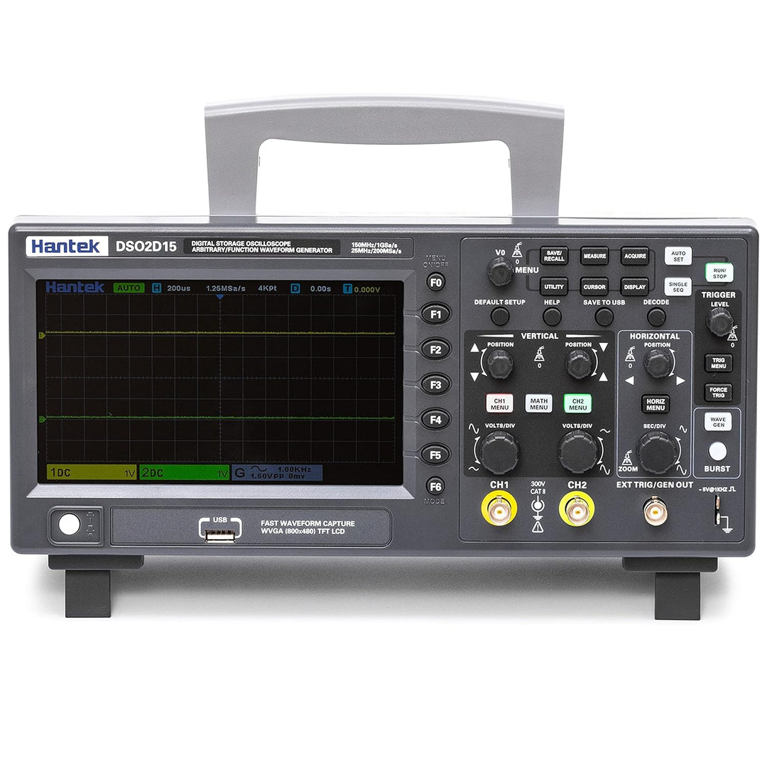 Hantek DSO2D15 Digital-Speicher-Oszilloskop, 150 MHz Bandbreite, 2-Kanal, 1 GSa/s, 8 m Speichertiefe