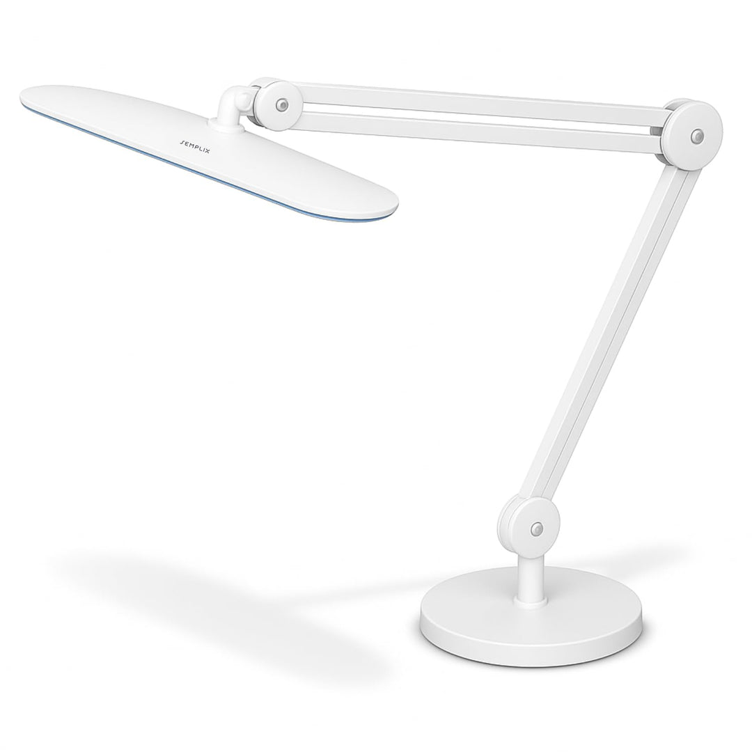 SEMPLIX LED Arbeits-Lampe Weiss: (117 PCS LED, 4fach dimmbar) Mit Tischstandfuss und -Klemme, höhenv