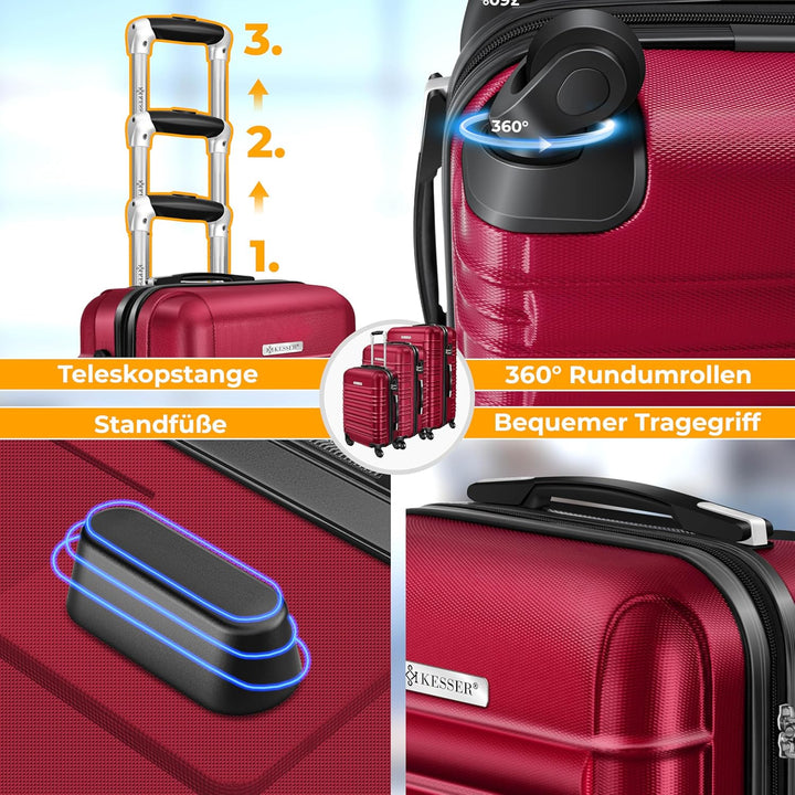 KESSER® 3tlg. Hartschalenkofferset Hard Shell Basic Hartschalenkoffer Trolley Koffer Reisekoffer Rei