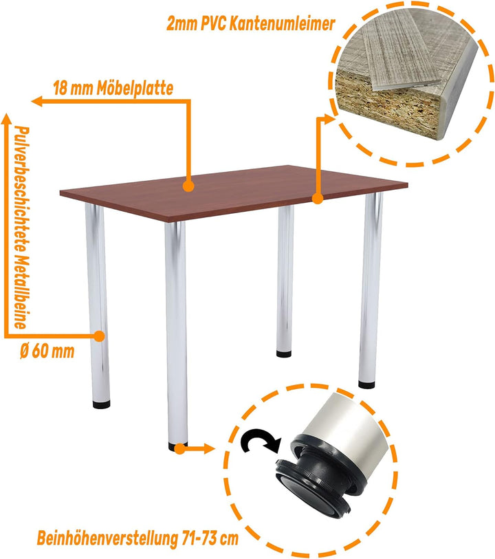 mikon 80x35 | Esszimmertisch - Esstisch - Tisch mit Chrombeinen - Küchentisch - Bürotisch | Locarno