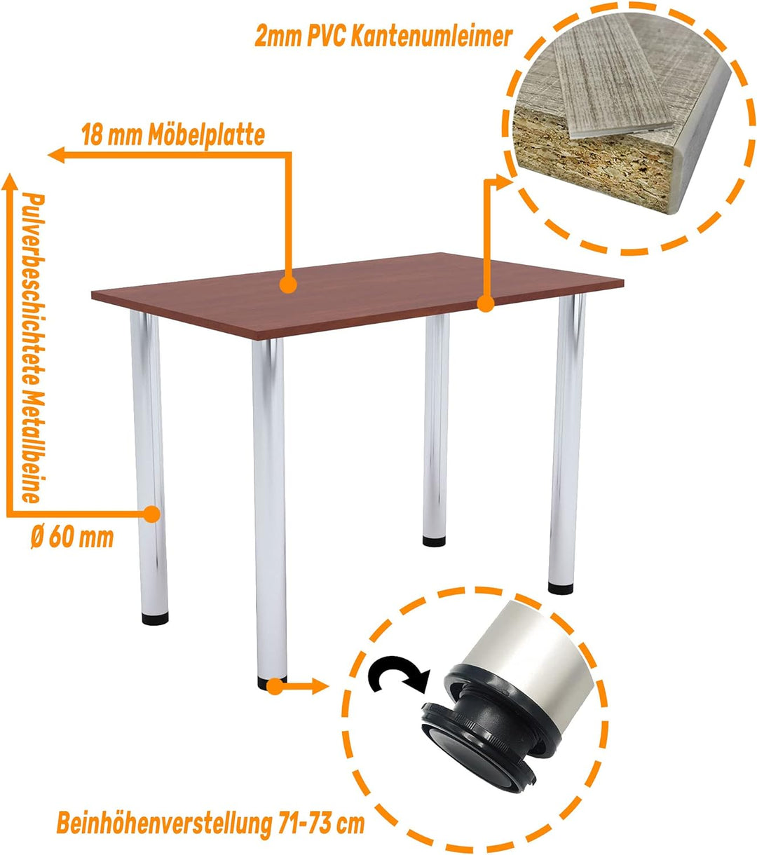 mikon 60x40 | Esszimmertisch - Esstisch - Tisch mit Chrombeinen - Küchentisch - Bürotisch | Locarno