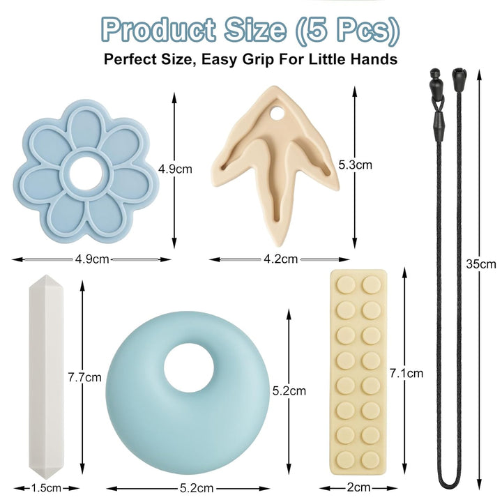 CLDY Kaukette für Kinder, 5er-Pack sensorische Kauketten, Autismus-Spielzeug für Jungen und Mädchen,