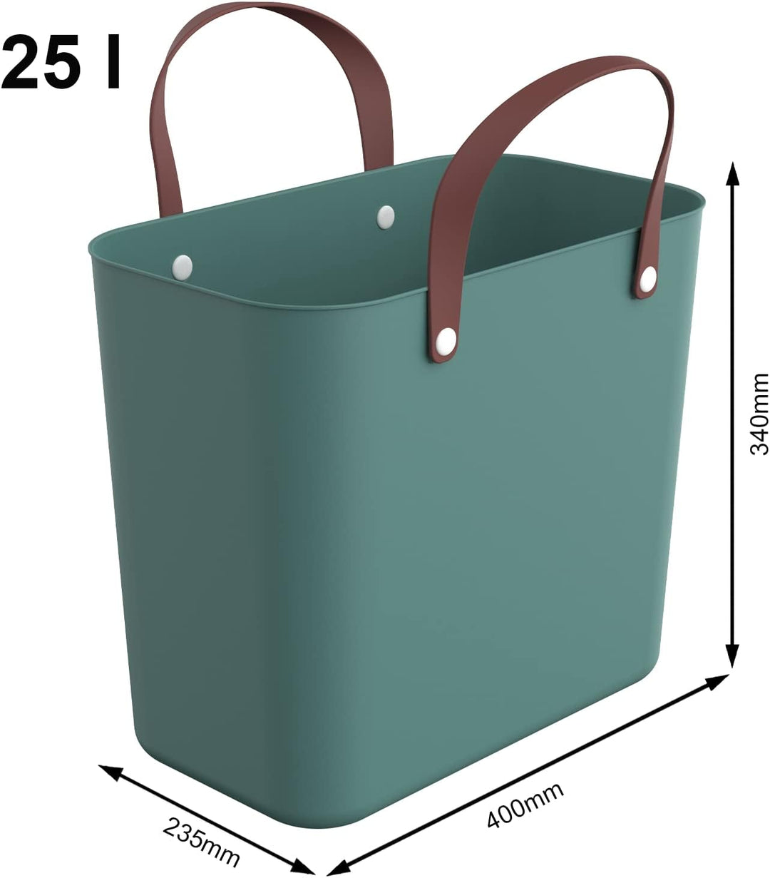 Rotho Albula 2er-Set Einkaufskorb, Kunststoff (PP recycelt), grün, 2 x 25l, (40 x 23,5 x 34 cm), 2