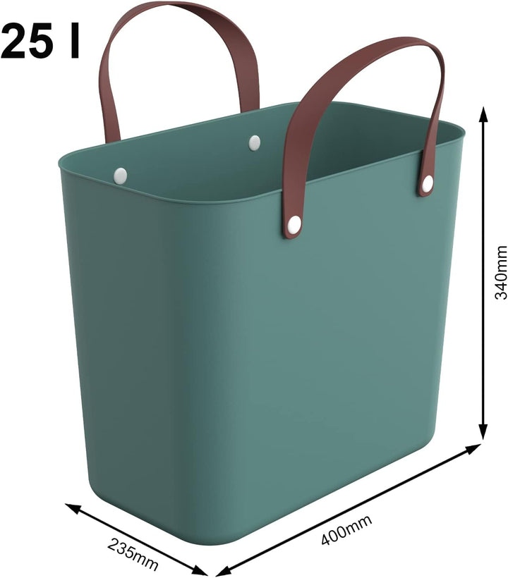 Rotho Albula 2er-Set Einkaufskorb, Kunststoff (PP recycelt), grün, 2 x 25l, (40 x 23,5 x 34 cm), 2