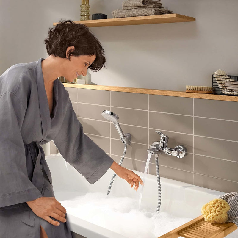 hansgrohe Wannenarmatur Rebris E, Aufputz Badarmatur für 2 Funktionen, Chrom Chrom Wanne, Chrom Wann