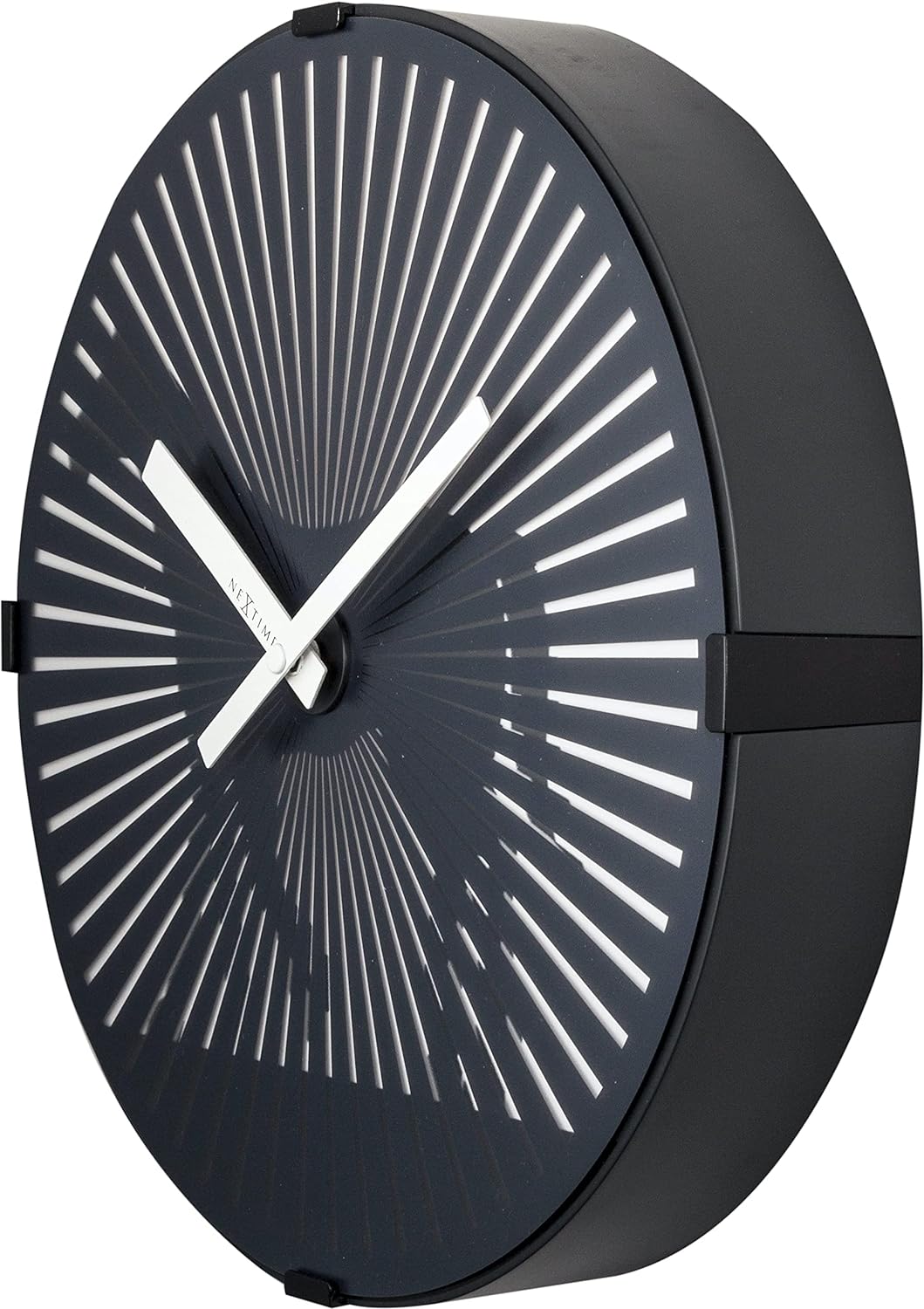 NeXtime Designer Wanduhr Walking Horse, mit optischer Illusion - Pferd läuft, 3218 Schwarz 30 x 7 x
