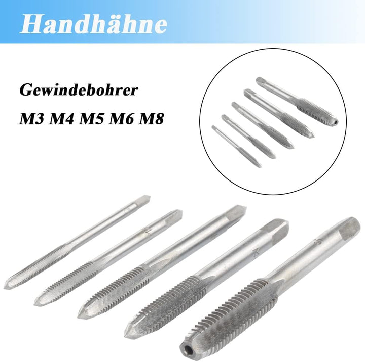 Mesee 5 Stück Hand Gewindeschneider Set, T Griff Windeisen Ratsche, Gewindebohrer Set, Ratschengewin