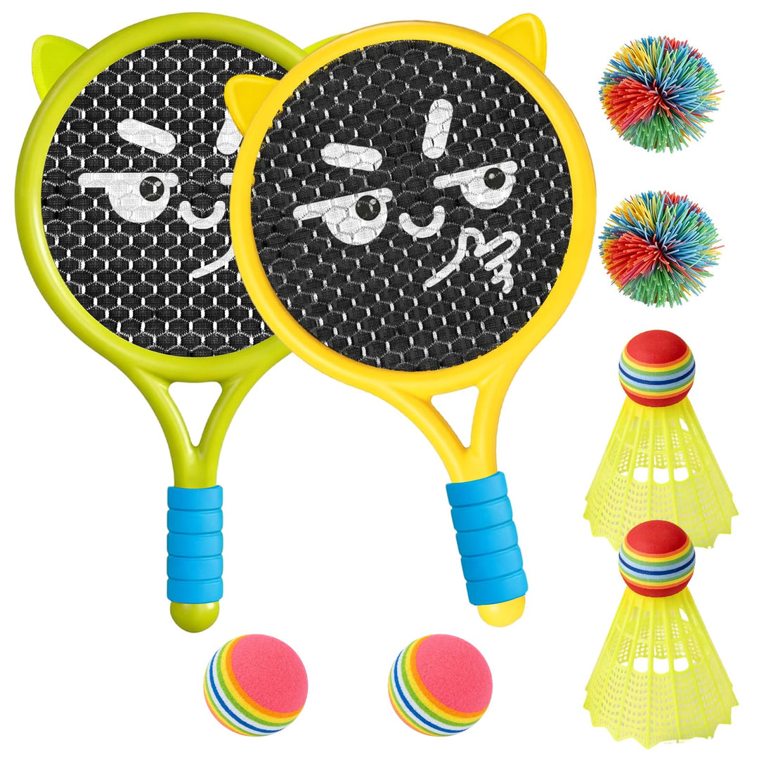 Kinder Schläger Set, Anfänger Outdoor Spiele für Kinder | Leichte Badminton &amp; Tennisschläger Set, Po