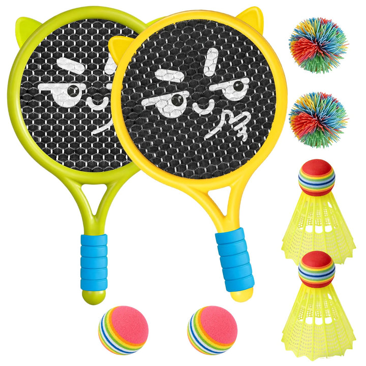Kinder Schläger Set, Anfänger Outdoor Spiele für Kinder | Leichte Badminton &amp; Tennisschläger Set, Po