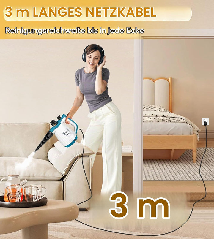 KingSom Dampfreiniger, Dampfreiniger Handgerät mit 9 Zubehörteilen, Steam Cleaner Handheld, Hand Dam