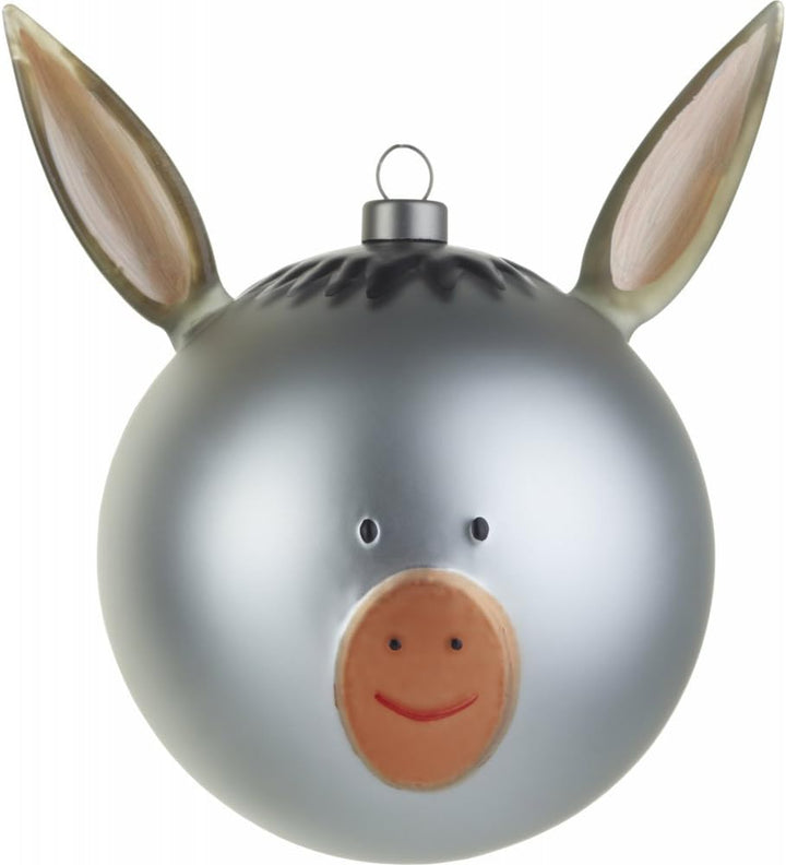 Alessi Asinello Weihnachtsbaumkugel aus mundgeblasenem Glas, Handdekoriert, 1er Pack, 9,0 x 9,0 x 13