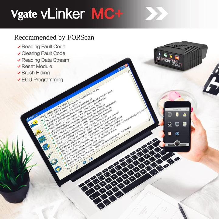 TONWON Vgate vLinker MC OBDII Bluetooth OBD2 Diagnosescanner für IOS, Android und Windows (Bluetooth