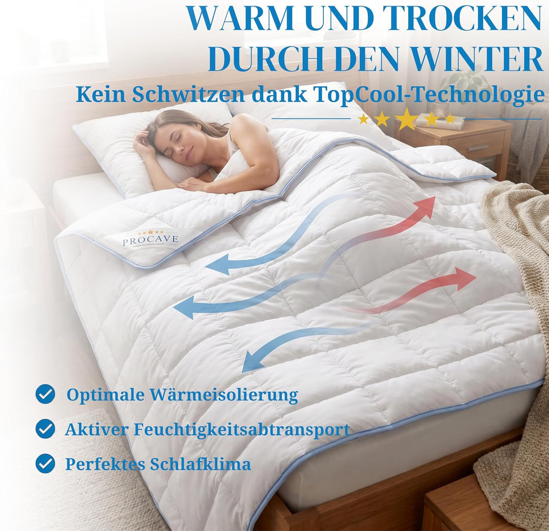 PROCAVE TopCool warme Duo Winter-Qualitäts-Bettdecke für die kalte Jahreszeit | Soft-Komfort-Bettdec