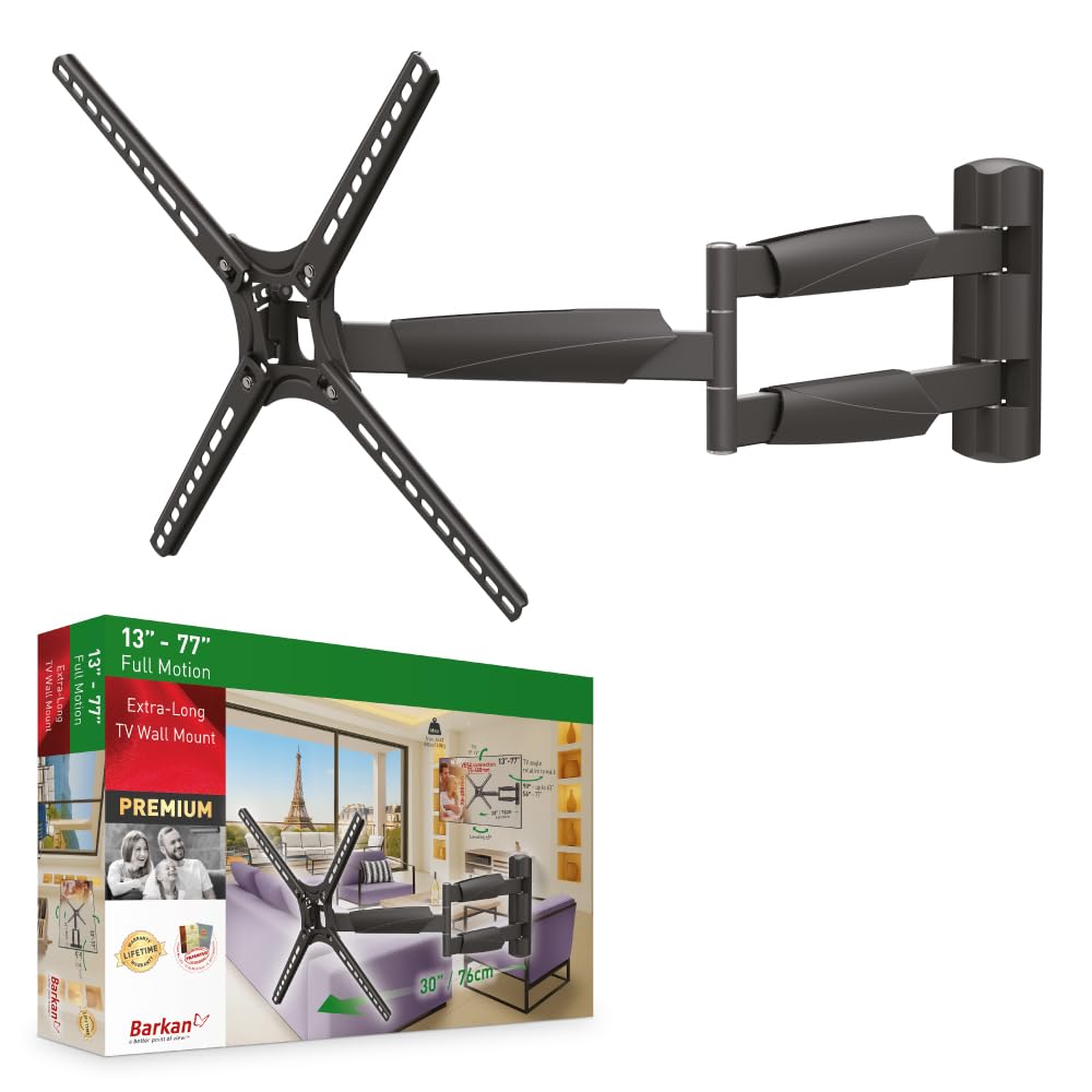 Barkan 76cm Lange TV Wandhalterung, 13-65 Zoll Schwenkbar/Neigbar/Vollbewegung flach &amp; Curved Fernse