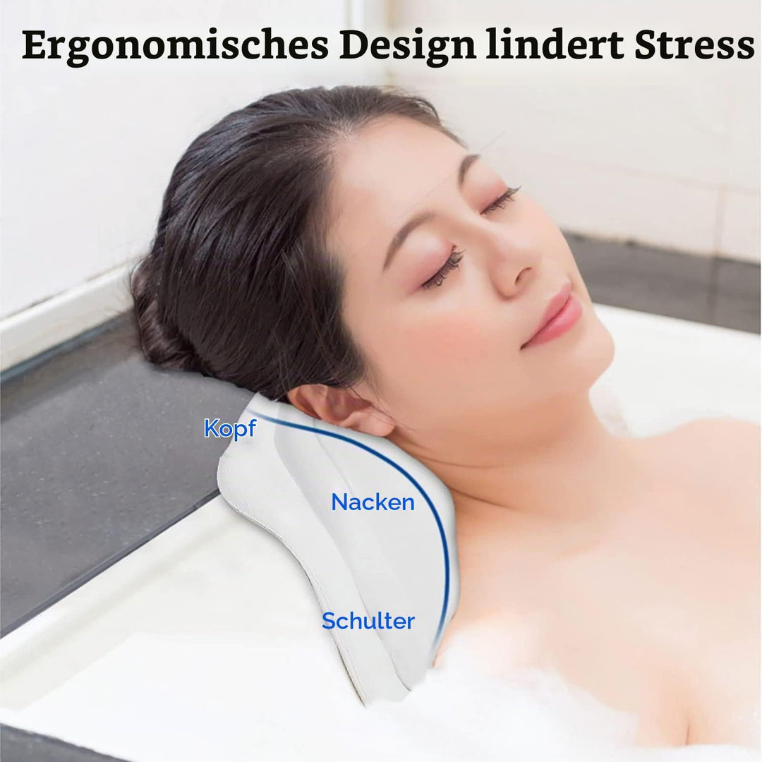 Lonkenn Badewannenkissen, Ergonomisches Badekissen, Stylisch PU-Badekissen mit Saugnäpfen, wasserdic