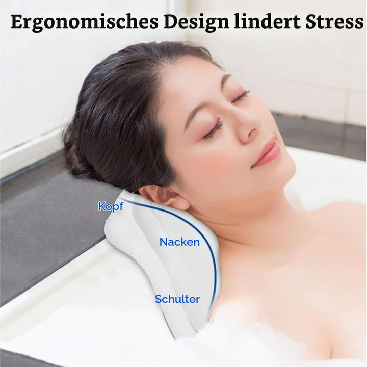 Lonkenn Badewannenkissen, Ergonomisches Badekissen, Stylisch PU-Badekissen mit Saugnäpfen, wasserdic
