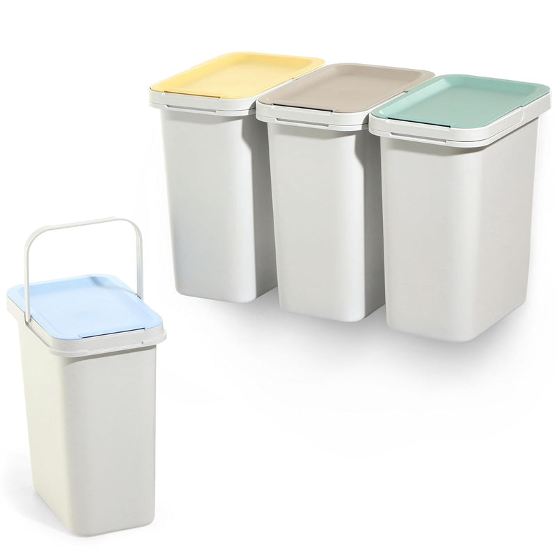 KADAX Mülleimer-Set für Abfalltrennung, Mülltrennsystem, robuster Abfallbehälter mit dichtem Deckel,